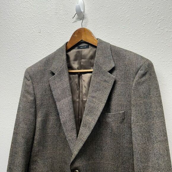 Lauren Ralph Lauren 100% Wool 2 Button Blazer Sport Coat Brown Plaid Size 44R - Picture 2 of 15